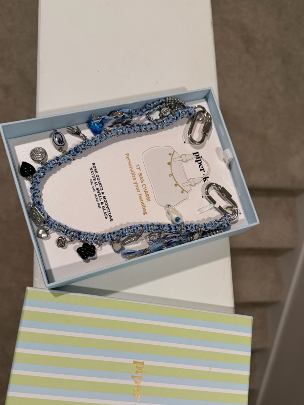 Piper Blue Braided 17" Bag Charm with Silver Accents - Picture 3 of 4